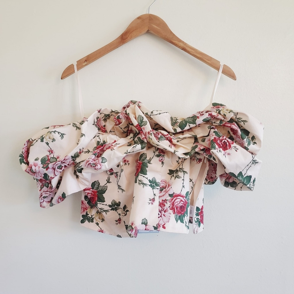 ANTONIO MELANI Floral Off-Shoulder Crop Top